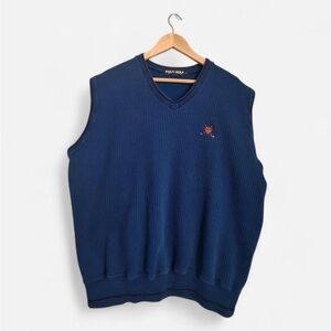Vintage Polo Ralph Lauren Golf Sleeveless Navy Blue Vest Size Large